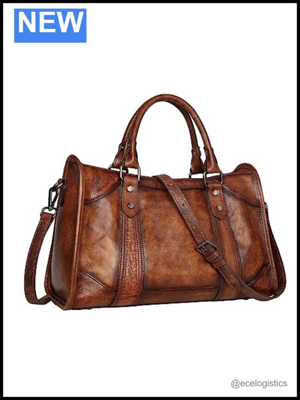 Genuine Leather Satchel Tote Bag Top Handle Purse Shoulder Bag 3 Compartments